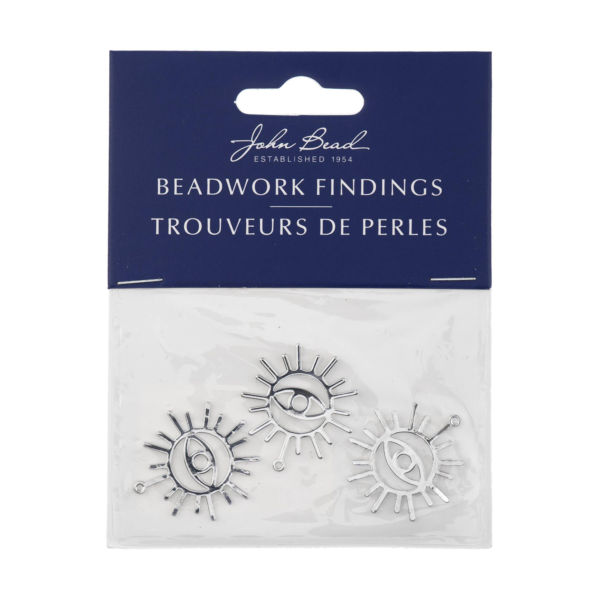 John Bead Silver Eye in Sun Pendants, 3ct.